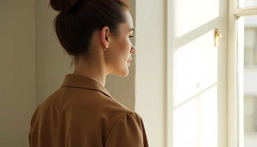 The Blazer That Accompanies You woman wearing unstructured camel blazer soft shoulders standing by window natural morning light