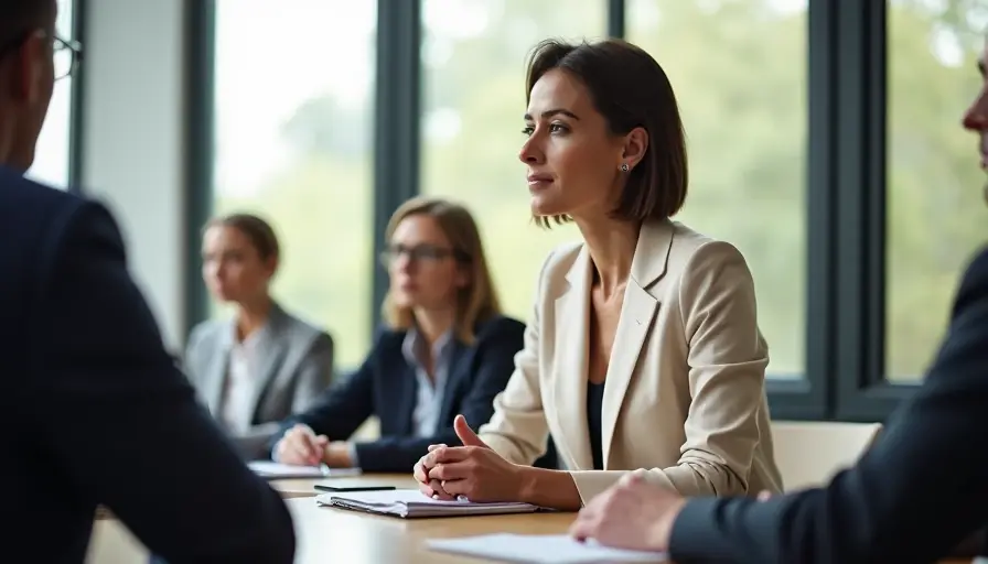 Soft Power Dressing: Leading with Quiet Authority in the Boardroom A woman writing in a notebook in comfortable clothes.