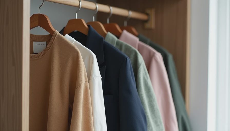 Organized closet with mixed warm/cool neutrals.